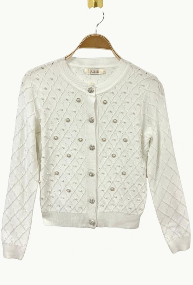 Knitted jacket with beads White<br />(<strong>Frime</strong>)